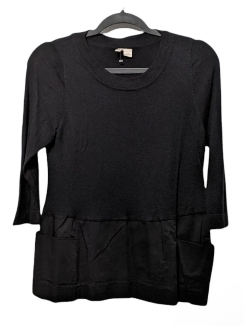 Anthropologie MOTH Mixed Media Pocket 3/4 Sleeve Sweater M